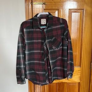 LA Hearts (Pacsun) Dark Red and Green Flannel